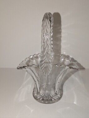 Duncan And Miller Glass Co Etched Basket Glass 6 Inches Tall 4.5 Inches Wide